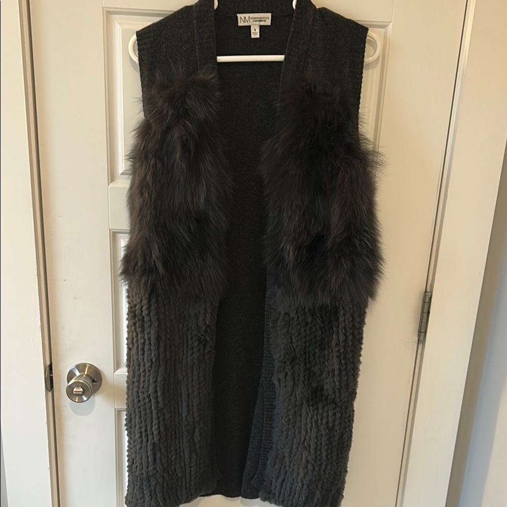 Neiman Marcus Long Vest with Fur